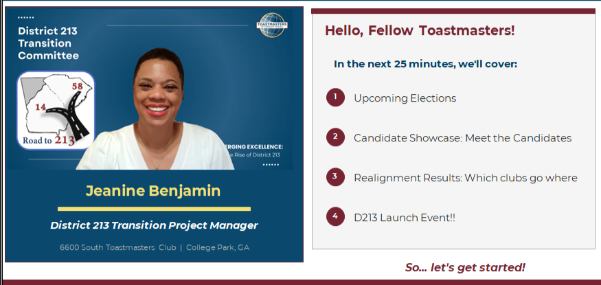 D213 - Upcoming Election, Candidate Showcase, Realignment Results, D213 Launch Event